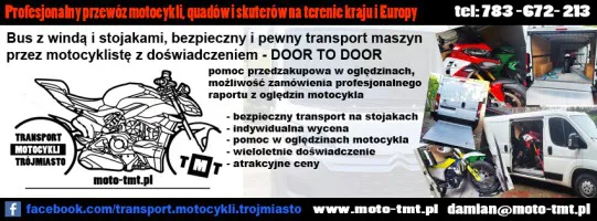 Transport przewóz motocykli i quadów Trójmiasto cała Polska Europa